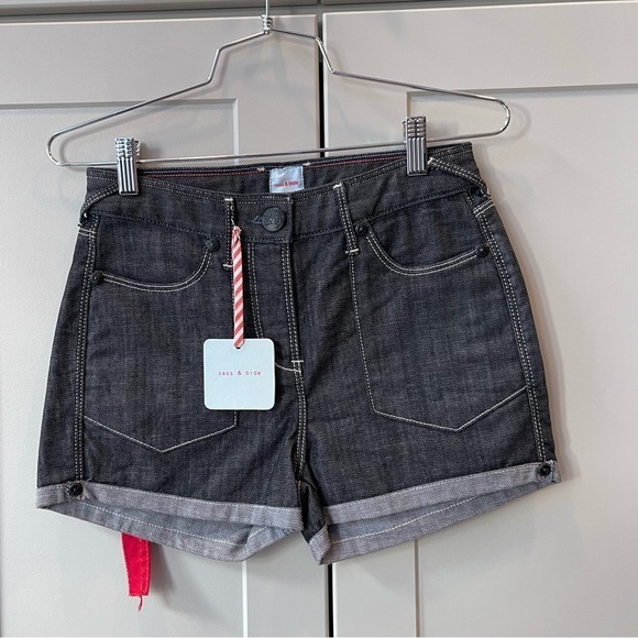Sass & Bide NWT Grey Retro Vintage Casual Stitch Outlined Shorts Designer 25 - Picture 1 of 7